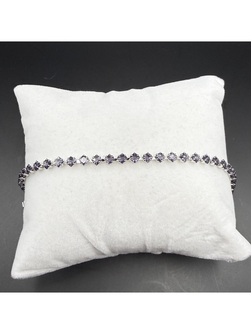 candy+clover amethyst crystal silver tone tennis bracelet